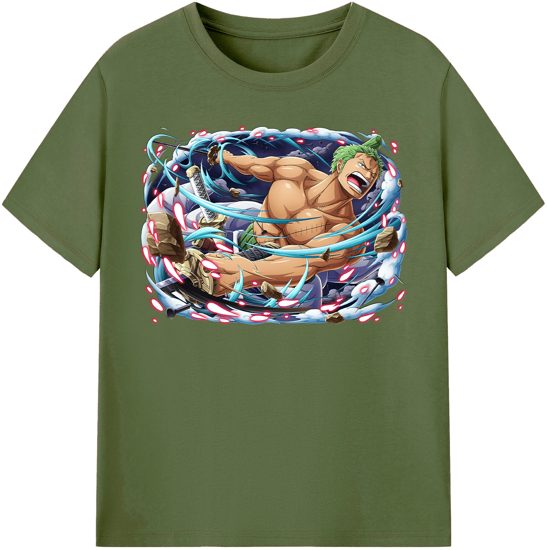 ワンピース ロロノア・ゾロ ONE PIECE Roronoa Zoro 綿100％半袖Tシャツ（フロントプリント）